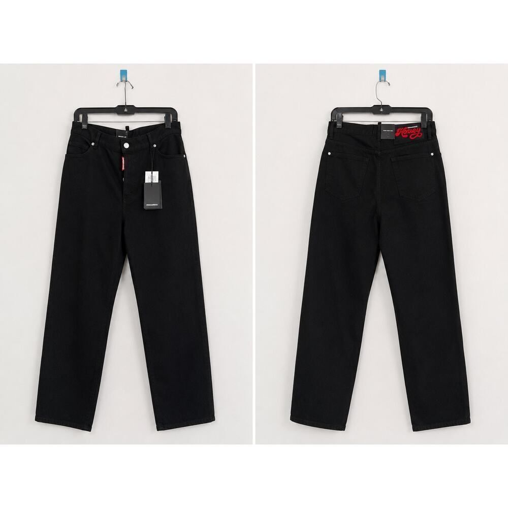Dsquared2 Honey Curvy Baggy Jeans Black Size 40 / US 6-8 NWT